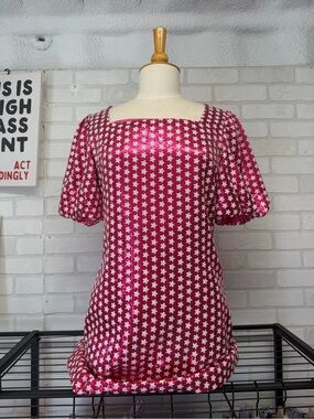 QUEEN OF SPARKLES Pink sequin Star-Print Mini Dress